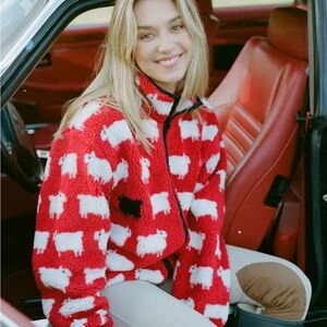 Rowing Blazers Red White Teddy Jacket Bold Design
